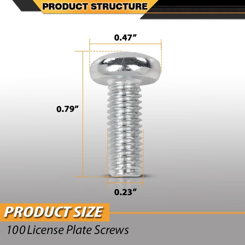 cnnell 100 License Plate Screws Fit for Toyota Honda Lexus Phillips Pan Head Metric (100 Per Pack) - Image 3